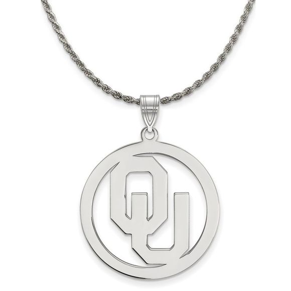 Sterling Silver U. of Oklahoma Large Circle Pendant...